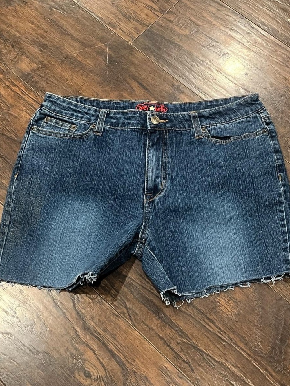 Women’s Dark Blue Frayed Hem Denim Shorts